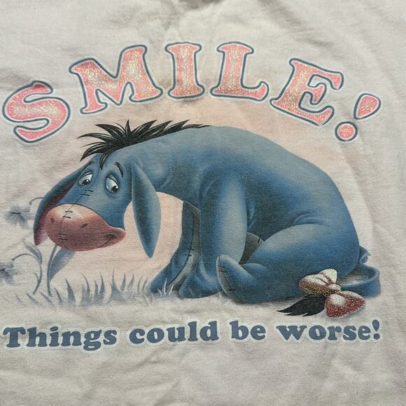 Pink Smile It Could Be Worst Eeyore Vintage Graphic Oversize Disney GG30 - Picture 3 of 11